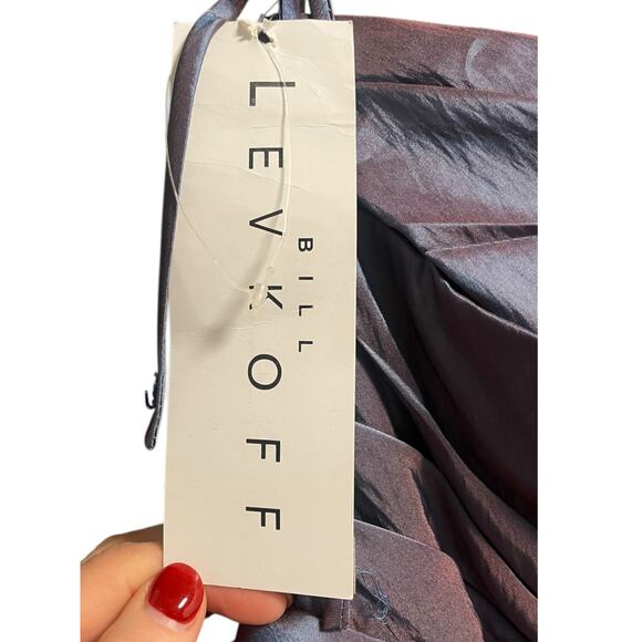 BILL LEVKOFF Iridescent Strapless Ruched Taffeta Dress | Sz 8, Blue NWT - Picture 4 of 16